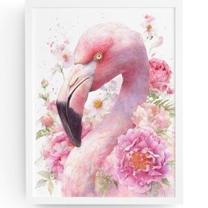 Watercolor Flamingo Wall Art Print, Unframed - Vibrant Tropical Elegance